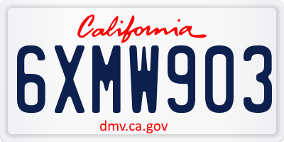 CA license plate 6XMW903