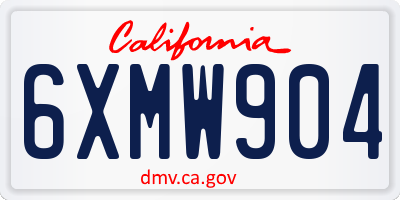CA license plate 6XMW904