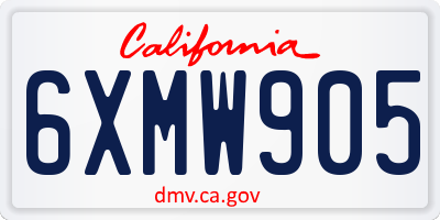 CA license plate 6XMW905