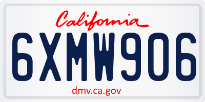 CA license plate 6XMW906