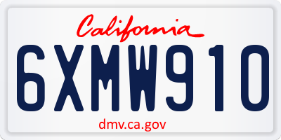 CA license plate 6XMW910