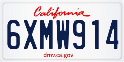 CA license plate 6XMW914