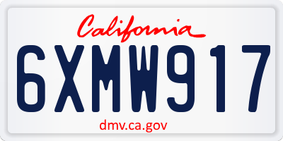 CA license plate 6XMW917