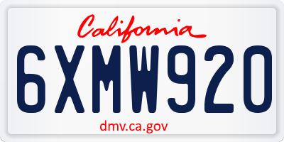 CA license plate 6XMW920