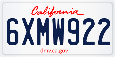 CA license plate 6XMW922
