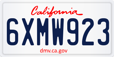 CA license plate 6XMW923