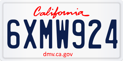 CA license plate 6XMW924