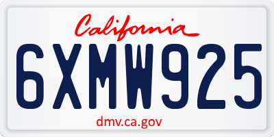 CA license plate 6XMW925