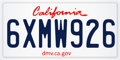 CA license plate 6XMW926