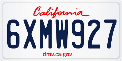 CA license plate 6XMW927