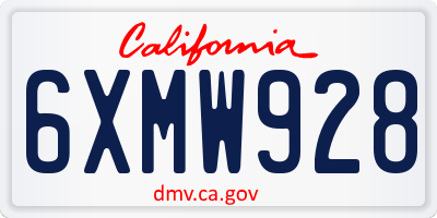 CA license plate 6XMW928