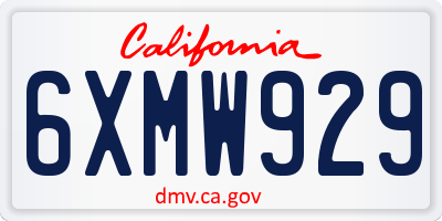 CA license plate 6XMW929