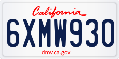 CA license plate 6XMW930