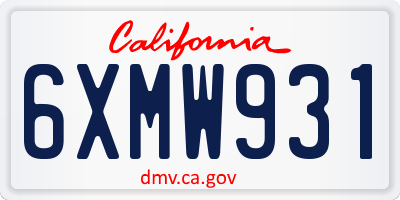 CA license plate 6XMW931