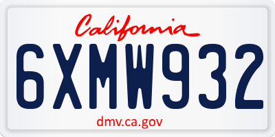 CA license plate 6XMW932