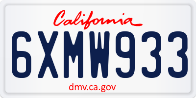 CA license plate 6XMW933