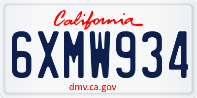 CA license plate 6XMW934