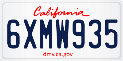 CA license plate 6XMW935