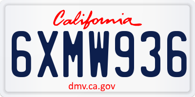 CA license plate 6XMW936