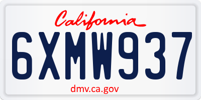 CA license plate 6XMW937