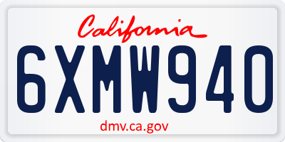 CA license plate 6XMW940