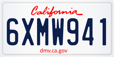CA license plate 6XMW941