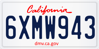 CA license plate 6XMW943