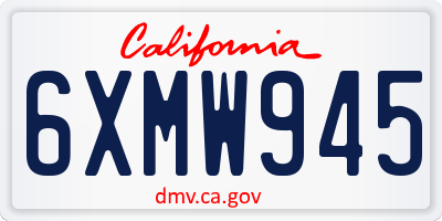 CA license plate 6XMW945