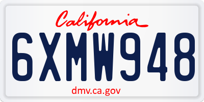 CA license plate 6XMW948