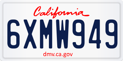 CA license plate 6XMW949