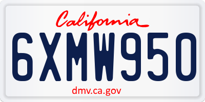 CA license plate 6XMW950