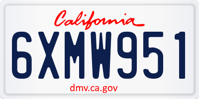 CA license plate 6XMW951