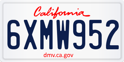 CA license plate 6XMW952