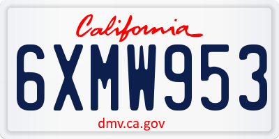 CA license plate 6XMW953