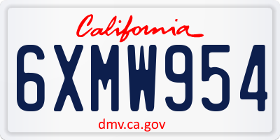 CA license plate 6XMW954