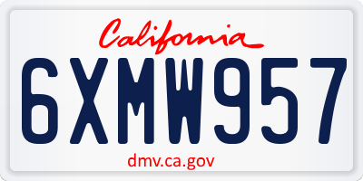 CA license plate 6XMW957