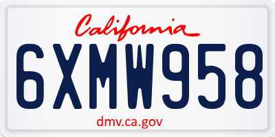 CA license plate 6XMW958