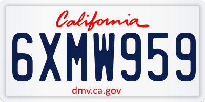 CA license plate 6XMW959