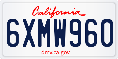 CA license plate 6XMW960