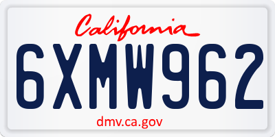 CA license plate 6XMW962