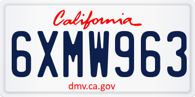 CA license plate 6XMW963