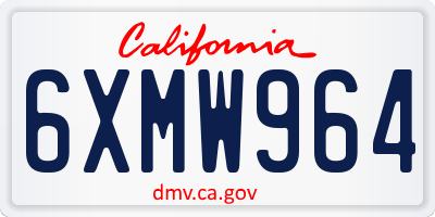 CA license plate 6XMW964