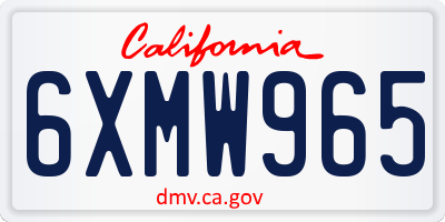 CA license plate 6XMW965