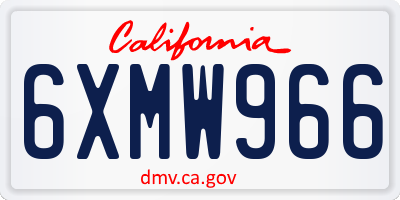 CA license plate 6XMW966