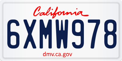 CA license plate 6XMW978