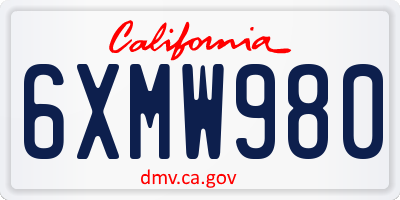 CA license plate 6XMW980