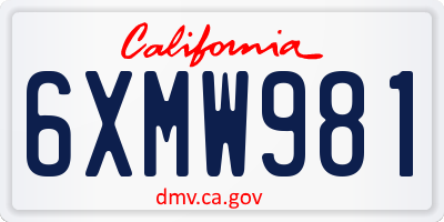 CA license plate 6XMW981