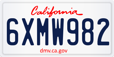 CA license plate 6XMW982