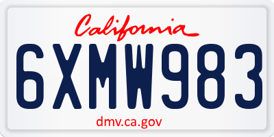 CA license plate 6XMW983