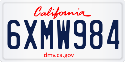 CA license plate 6XMW984